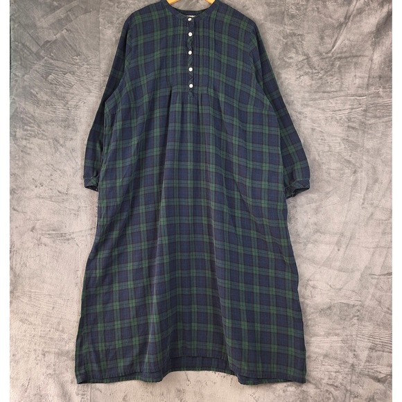 L.L. Bean Other - LL Bean Nightgown 3X Scotch Plaid Flannel Cottagecore Sleepwear Pajama Pockets